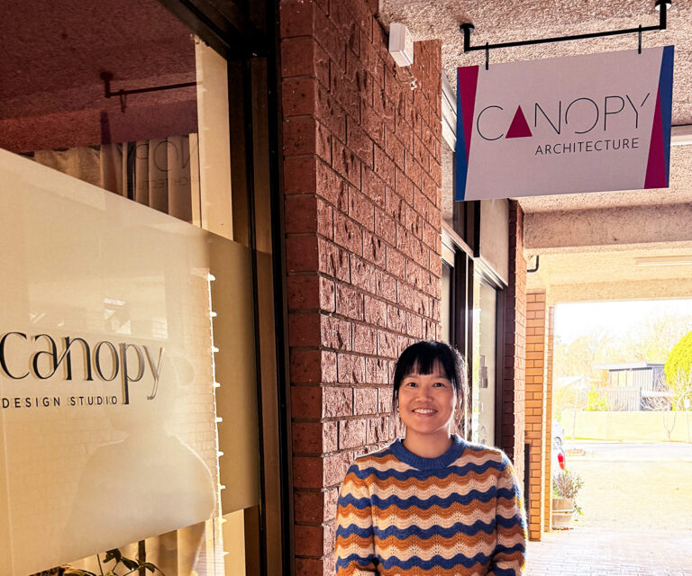 Carolinna outside the new Canopy Architecture studio in central Bright